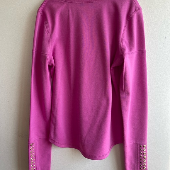 Truce Stylish Pink Long Sleeve Kids Tee with Embellished Sleeves - Picture 5 of 5